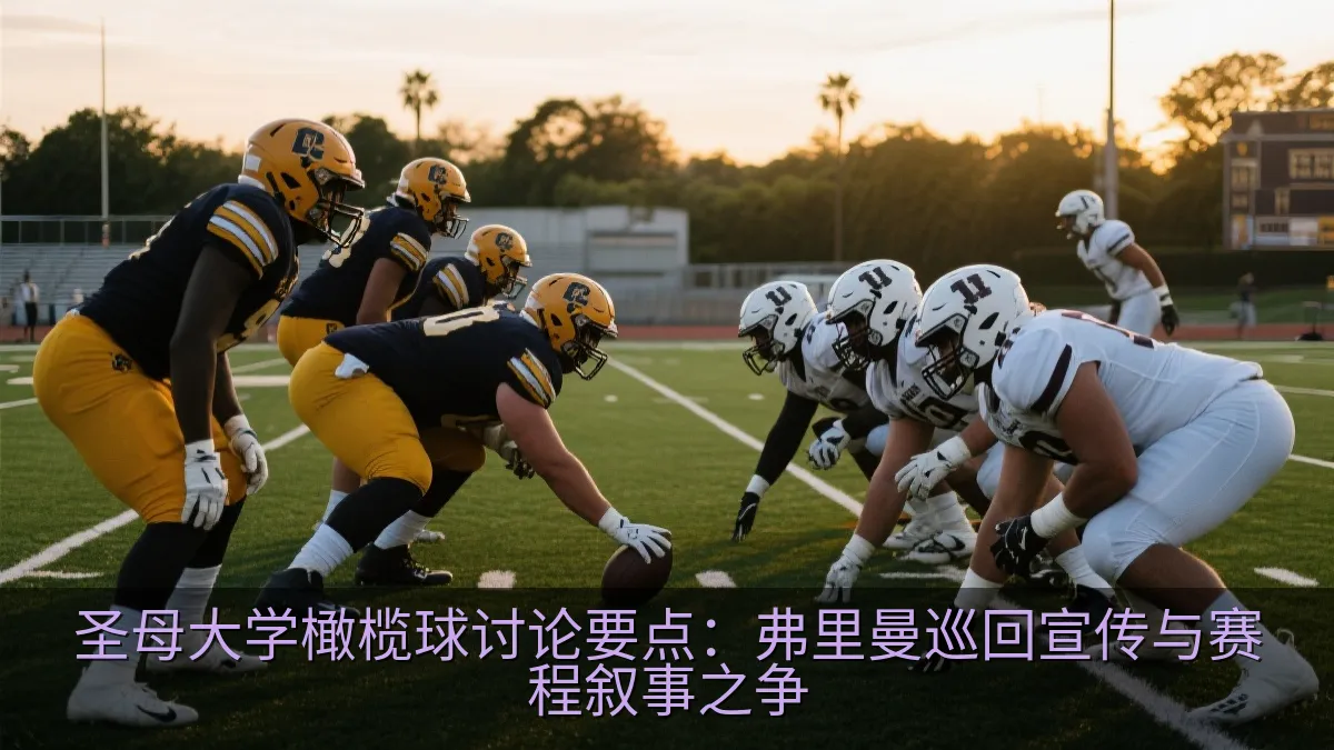 美式橄榄球进攻组在球场上列阵准备开球